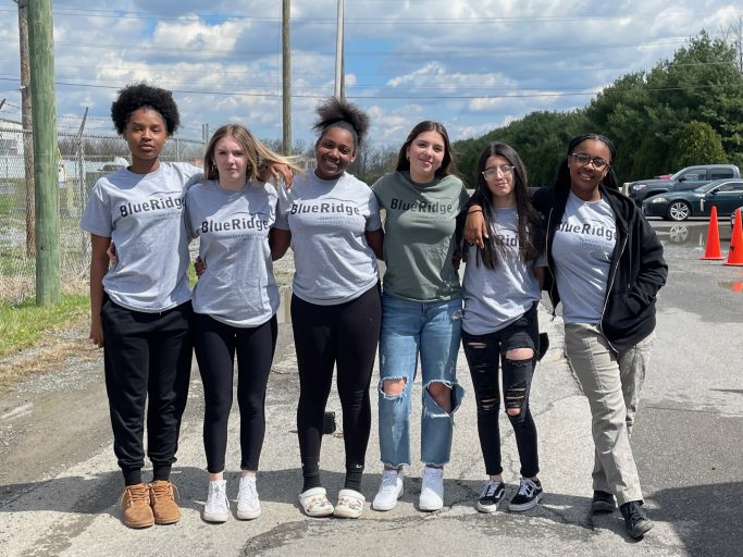 6 middle school girls outside during the academy day